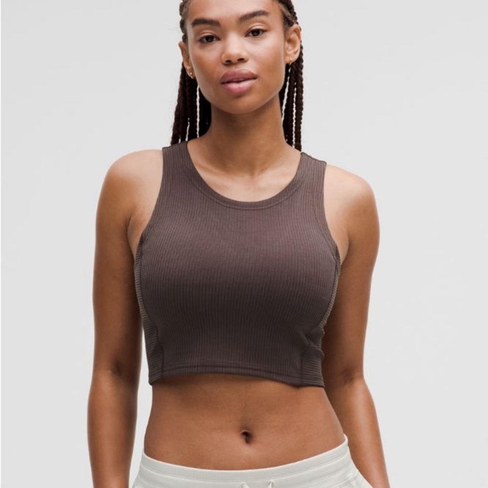 lululemon athletica Brown Ribbed Cropped Tank Top